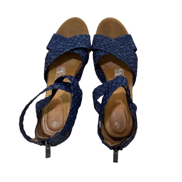 Bernie Mev New York Navy Woven Ankle Strap Wedge Sandals Shoes Women’s 39 US‎ 8 - Picture 3 of 8